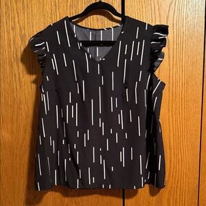 Black and White Ruffle Sleeve Top